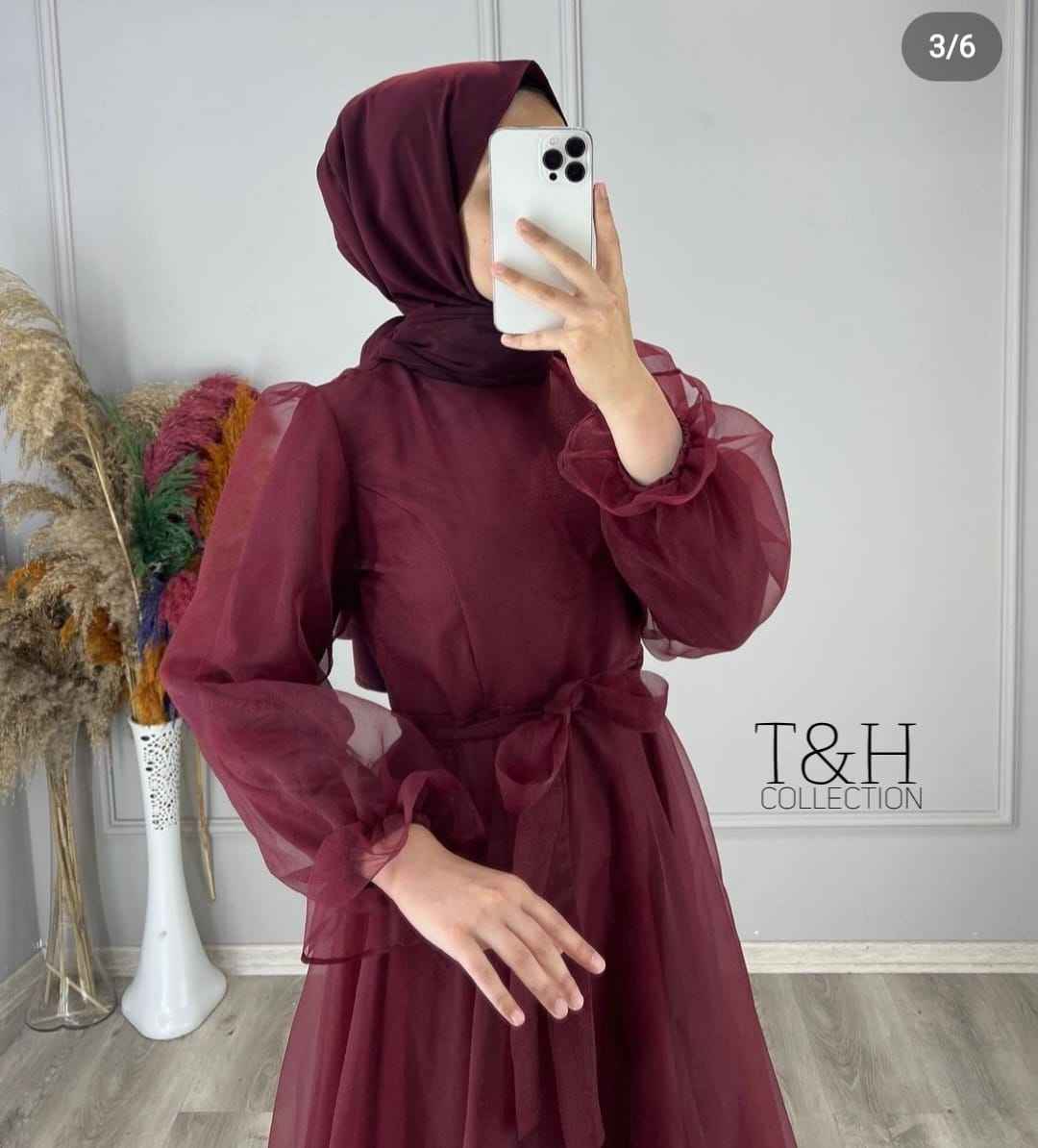 Elegant Net Plain Maxi Dress