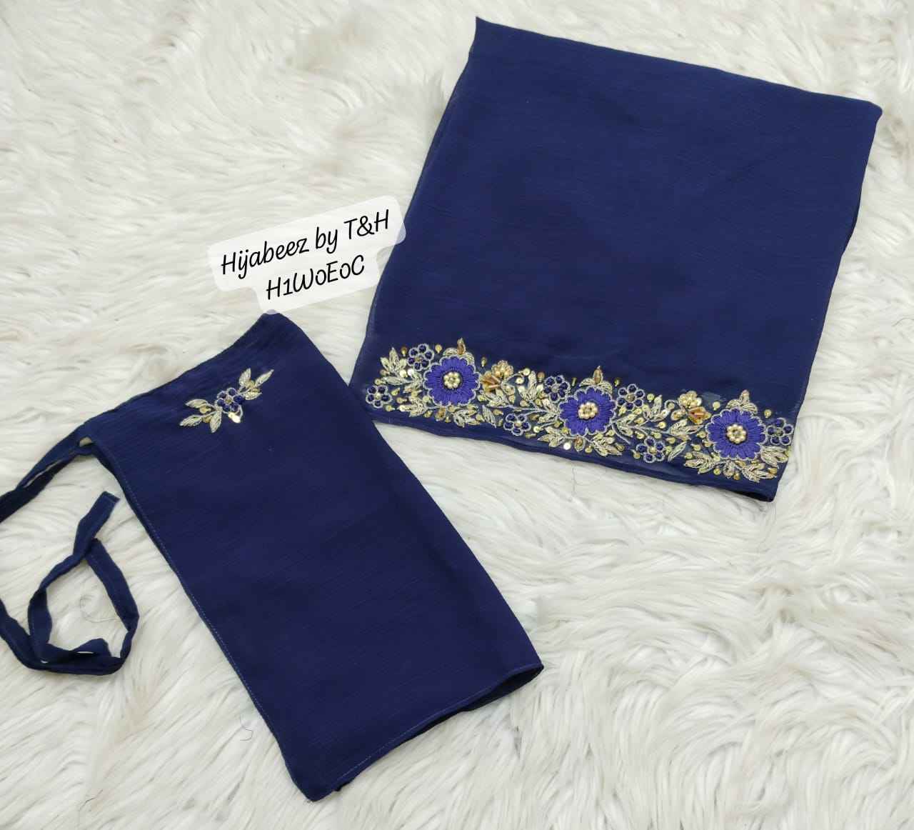 Handcrafted Embroidered 2-Piece Scarf and Nikab Set with Intricate Handwork
