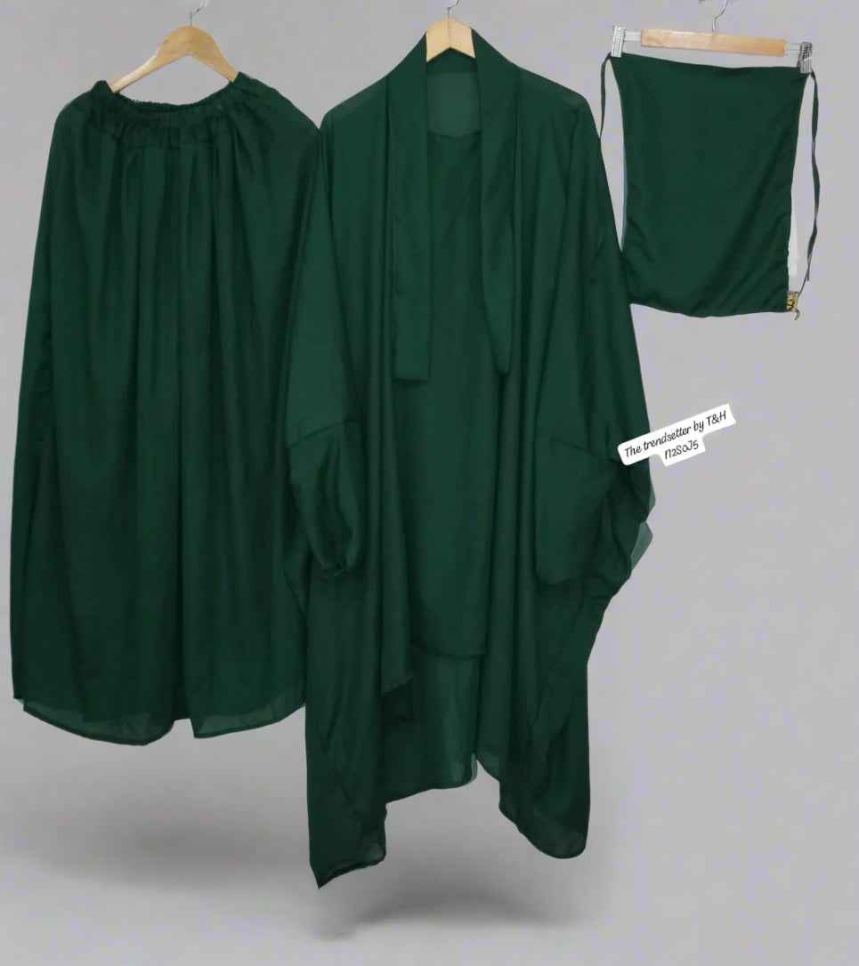 Elegant 3-Piece Jilbab Set With Niqab & Skirt