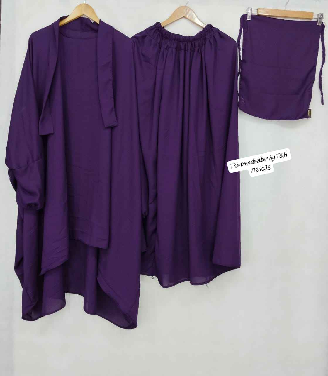 Elegant 3-Piece Jilbab Set With Niqab & Skirt