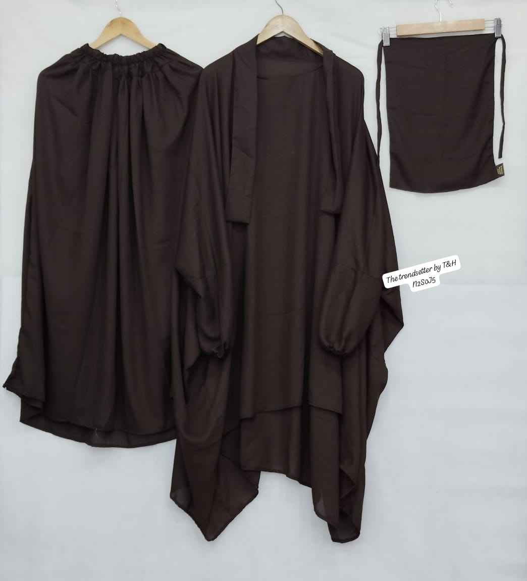 Elegant 3-Piece Jilbab Set With Niqab & Skirt