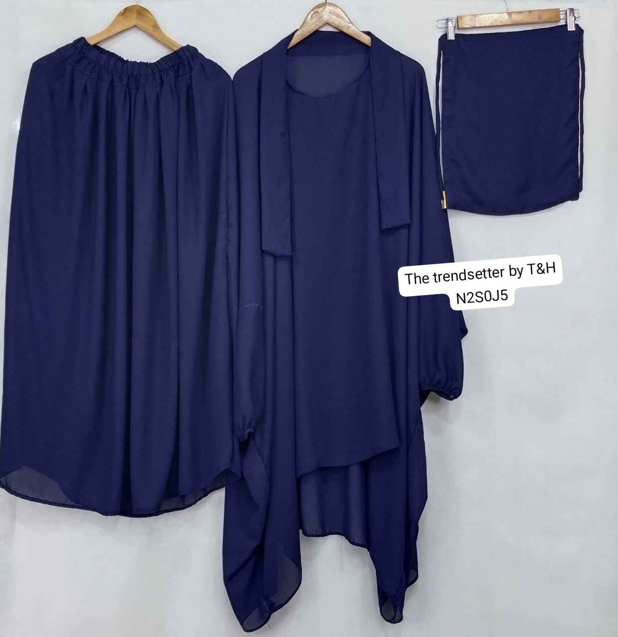 Elegant 3-Piece Jilbab Set With Niqab & Skirt