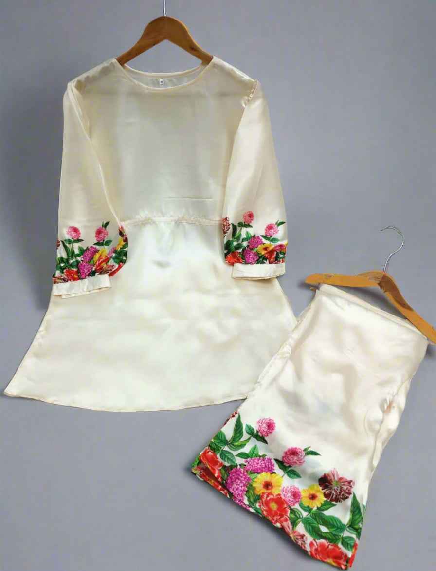 Elegant Silk Printed 2-Piece Suit For Women