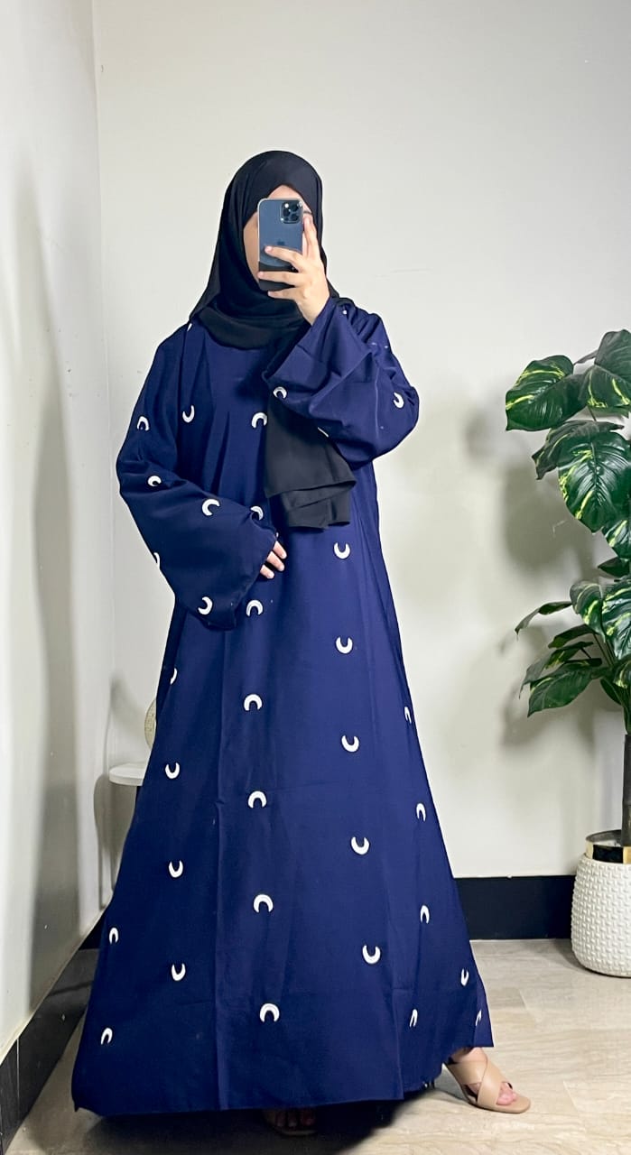 Moon Embroidered Abaya Elegant Full Coverage Abaya