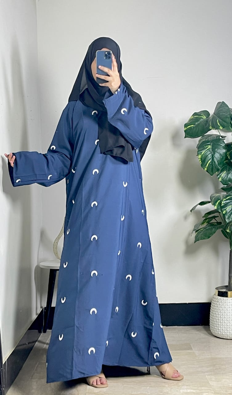 Moon Embroidered Abaya Elegant Full Coverage Abaya