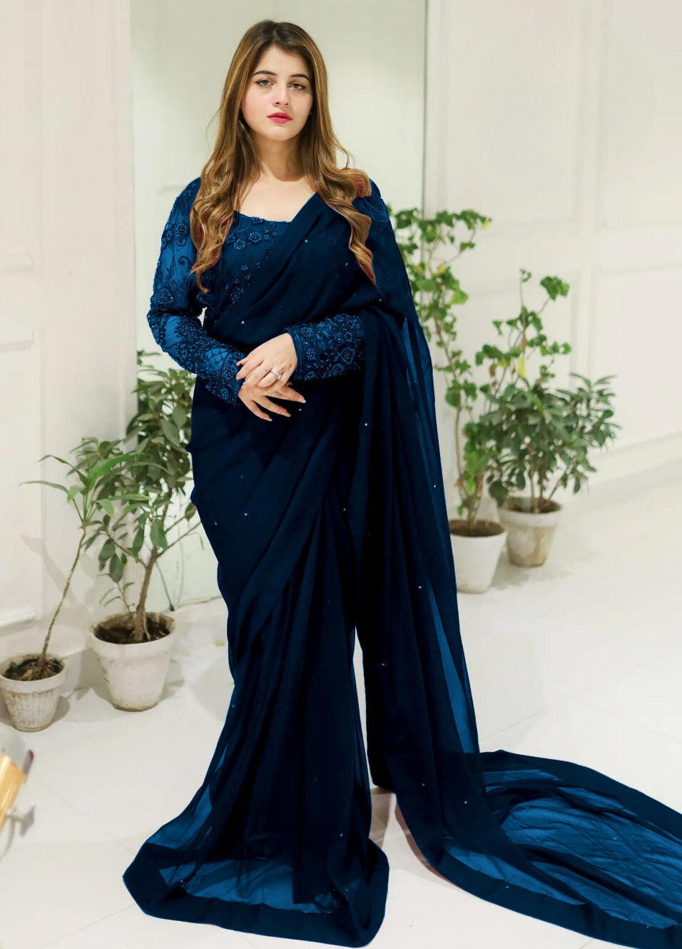 Premium Ready To Wear Embroidered Saree