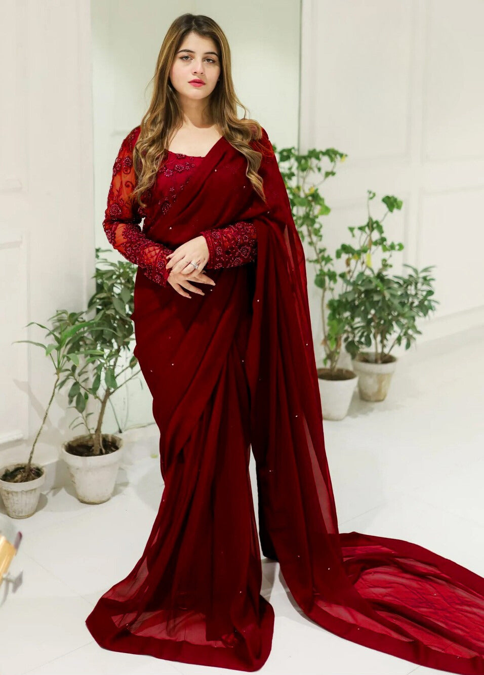 Premium Ready To Wear Embroidered Saree