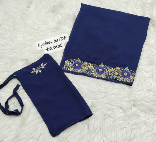 Handcrafted Embroidered 2-Piece Scarf and Nikab Set with Intricate Handwork