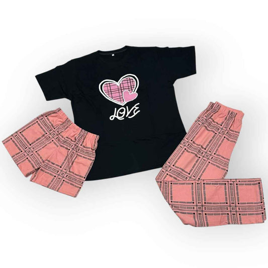 Refined Love Heart 3 Piece Night Suit