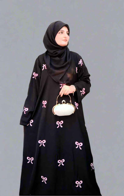 Chic Embroidered Maxi Bow Abaya