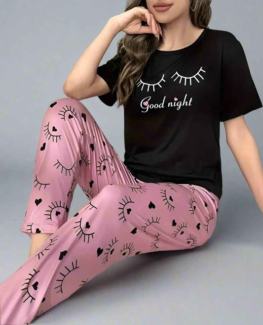 Cozy Good Night Printed Nightwear Set T-Shirt & Trouser