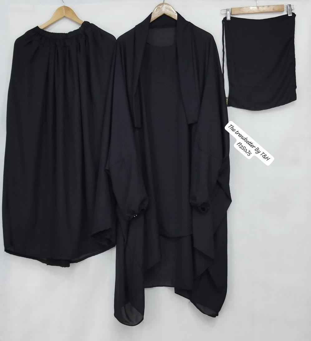 Elegant 3-Piece Jilbab Set With Niqab & Skirt