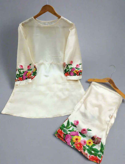 Elegant Silk Printed 2-Piece Suit For Women