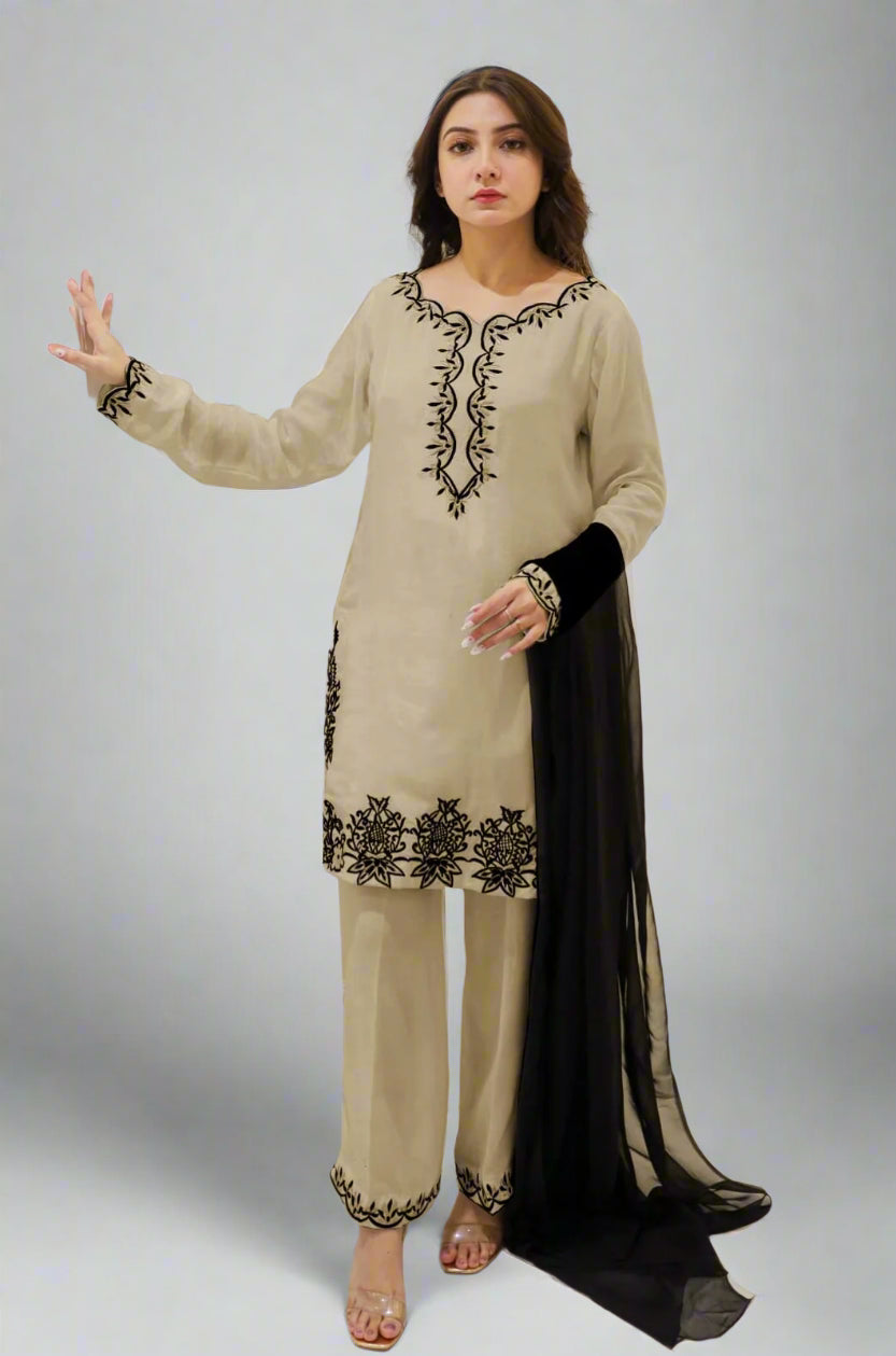 Elegant Embroidered 2-Piece Suit
