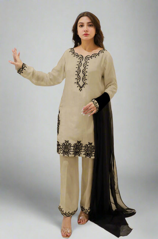 Elegant Embroidered 2-Piece Suit