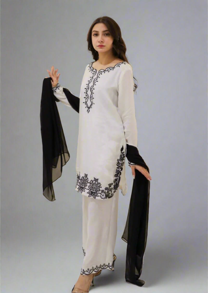 Elegant Embroidered 2-Piece Suit