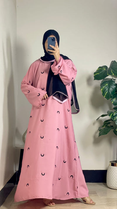 Moon Embroidered Abaya Elegant Full Coverage Abaya