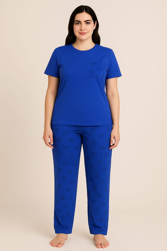 Women’s Night Wear Set – Soft Cotton T-Shirt & Trouser Pajama