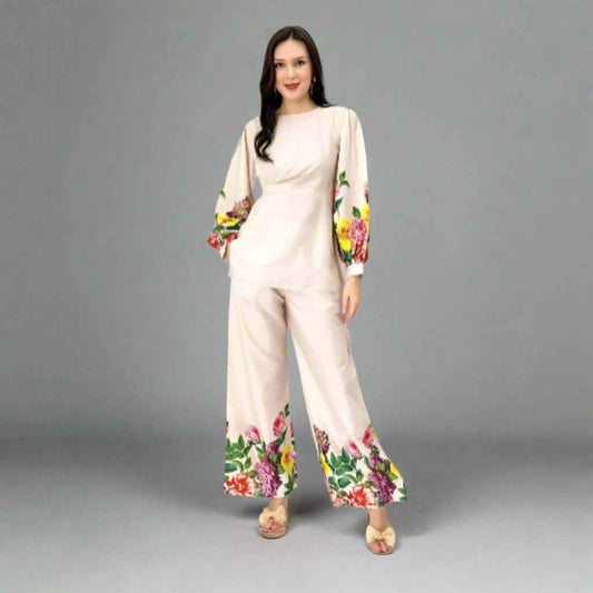 Elegant Silk Printed 2-Piece Suit For Women
