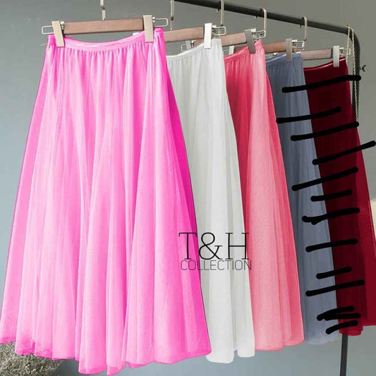 Flowing Net Skirt with Stretchable Elastic Belt for a Perfect Fit