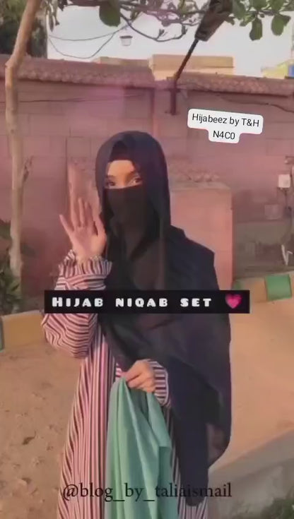 HIJAB 2 PEC LASTIC NIKAB WITH SCARF SET
