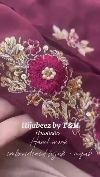 Handcrafted Embroidered 2-Piece Scarf and Nikab Set with Intricate Handwork